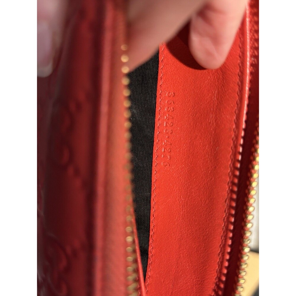Authentic HOT Red GUCCI Guccissima Leather Zipper Wallet W/ COA Box Fits IPhone - Picture 9 of 16